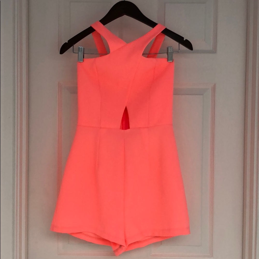 Neon pink-orange romper